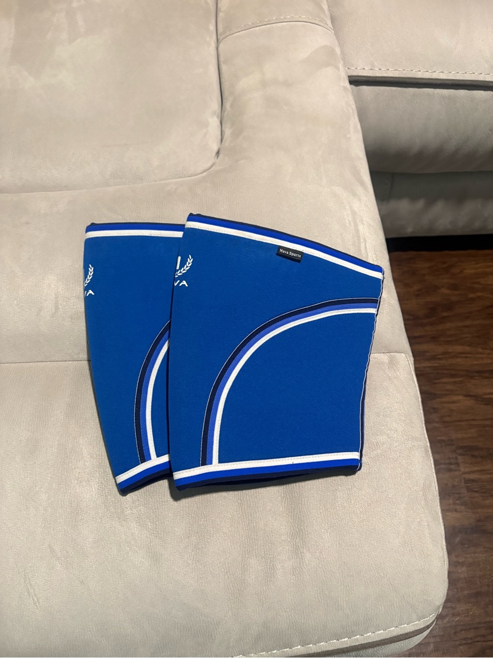 Bright Blue Neoprene Knee/Elbow Sleeves with White Trim